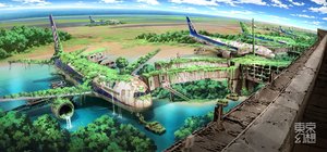 Rating: Safe Score: 347 Tags: aircraft building car landscape no_humans original ruins scenic sky tokyogenso tree water User: RyuZU