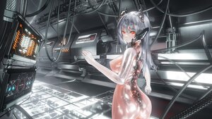 Rating: Questionable Score: 23 Tags: 3d ass breasts computer erect_nipples gray_hair industrial long_hair nude orange_eyes original robot see_through seymour techgirl User: BattlequeenYume