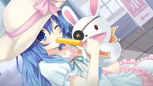Rating: Safe Score: 183 Tags: blue_eyes blue_hair bow bunny date_a_live doll dress food hat popsicle puppet tagme wink yoshino_(date_a_live) yoshinon_(date_a_live) User: Stealthbird97