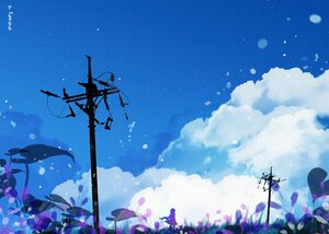 Rating: Safe Score: 9 Tags: clouds dress flowers grass leaves original polychromatic reinforced scenic signed silhouette sky stars User: BattlequeenYume