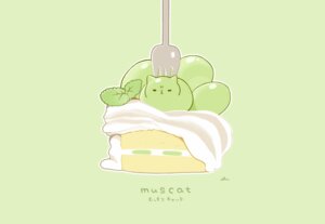 Rating: Safe Score: 9 Tags: animal anthropomorphism cake cat chai_(artist) cropped food fruit green no_humans original polychromatic signed third-party_edit User: otaku_emmy