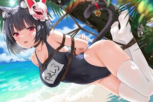 Rating: Questionable Score: 67 Tags: animal_ears anthropomorphism azur_lane beach blush bondage breasts catgirl cleavage clouds devil_heavens fang mask red_eyes rope school_swimsuit sky swimsuit tail thighhighs tree water yamashiro_(azur_lane) User: BattlequeenYume