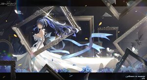 Rating: Safe Score: 31 Tags: black_hair blue_archive blue_eyes bow breasts butterfly dress elbow_gloves flowers gloves joumae_saori logo long_hair petals ponytail ribbons tagme_(artist) watermark User: BattlequeenYume