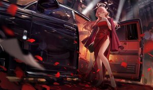Rating: Safe Score: 35 Tags: blue_archive breasts building cape car city cleavage dress elbow_gloves gloves halo long_hair meinoss night petals pink_eyes pink_hair rikuhachima_aru User: BattlequeenYume
